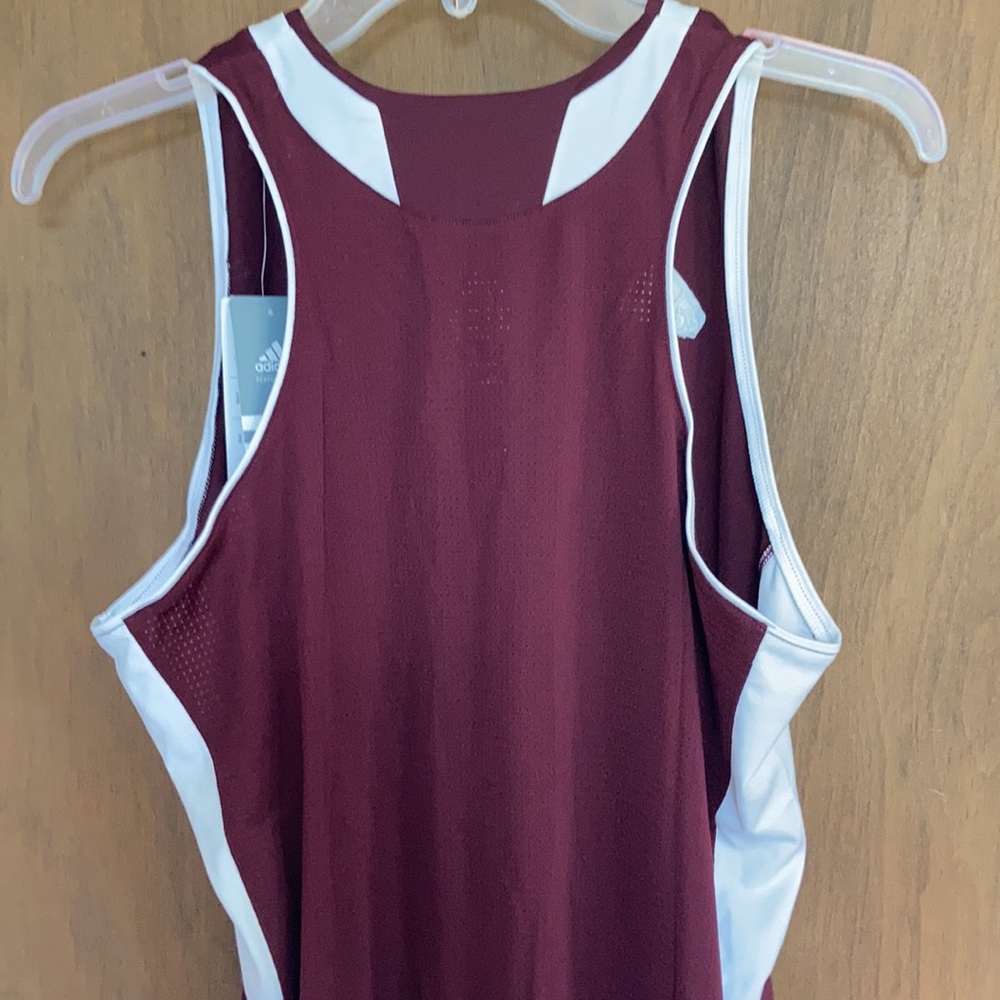 Relisted adidas maroon white performance tank team jersey S or L - Picture 5 of 16